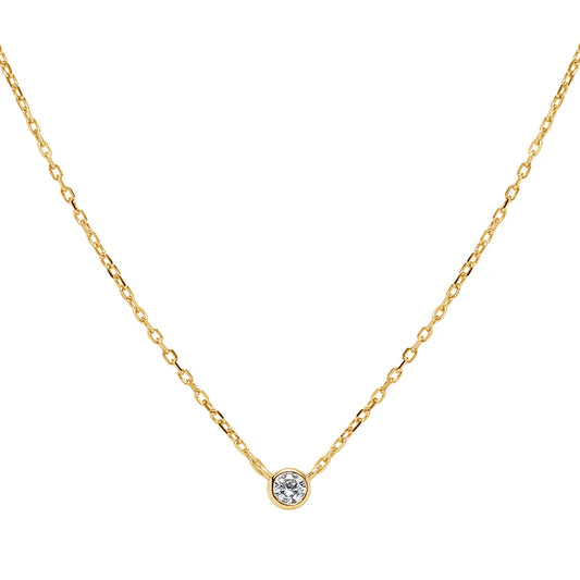 Cubic Zirconia Bezel Minimalist Necklace