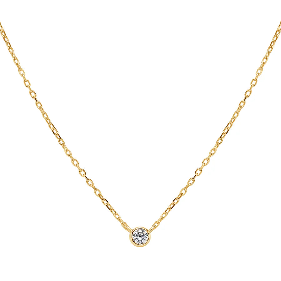 Cubic Zirconia Bezel Minimalist Necklace