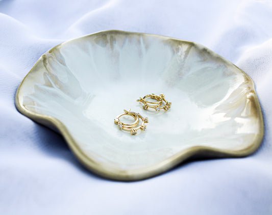 Double Circle Flower Zirconia Earrings